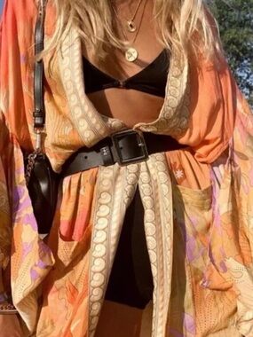 Orange Floral Mermaid Kimono